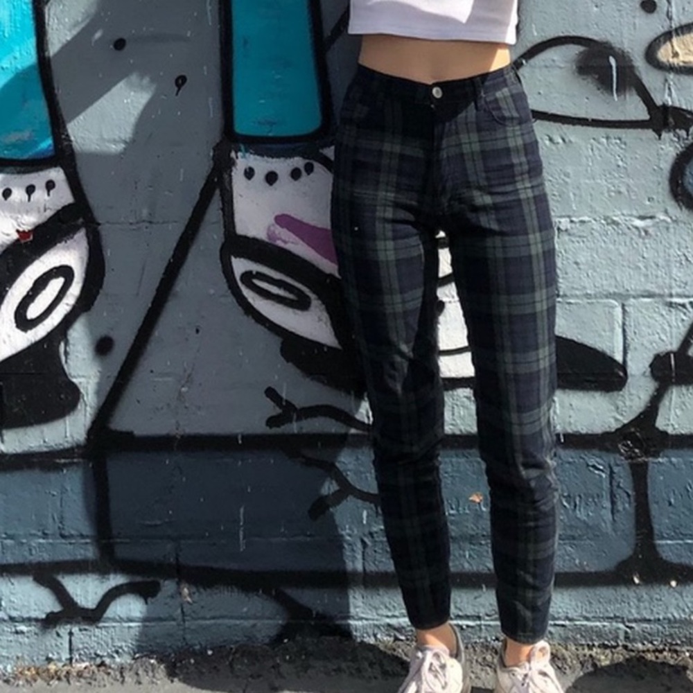 brandy melville green plaid jane pants